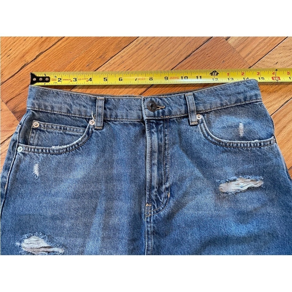 Free People We The Free Distressed Fly Blue Denim Mini Skirt BOHO Womens Size 28 - Picture 10 of 12